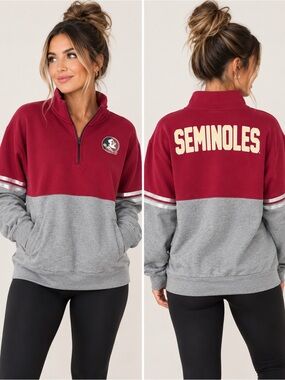 Colosseum Women's Bling FSU Seminoles Florida State 1/4 Zip Pullover Large